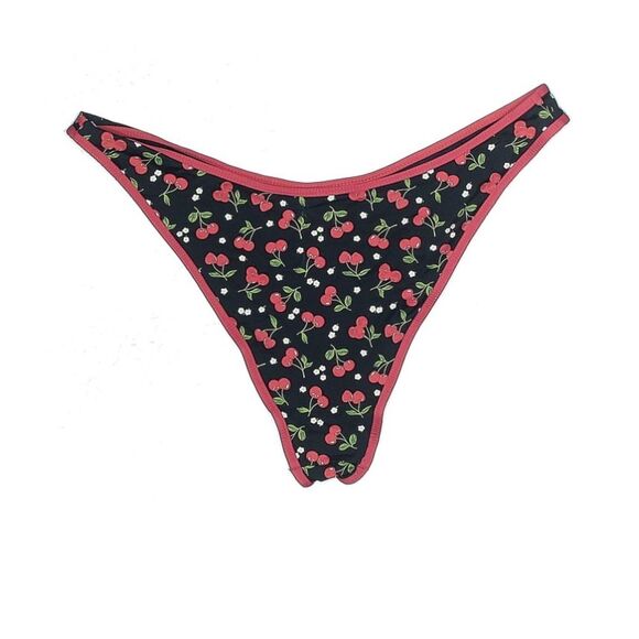 Frankie’s Bikinis Dove Cherry hearts XL Floral Black Red High Cut bikini bottom - Picture 4 of 5